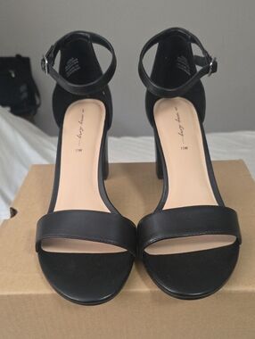 Penningtons Black Ankle Strap Block Heel Sandals